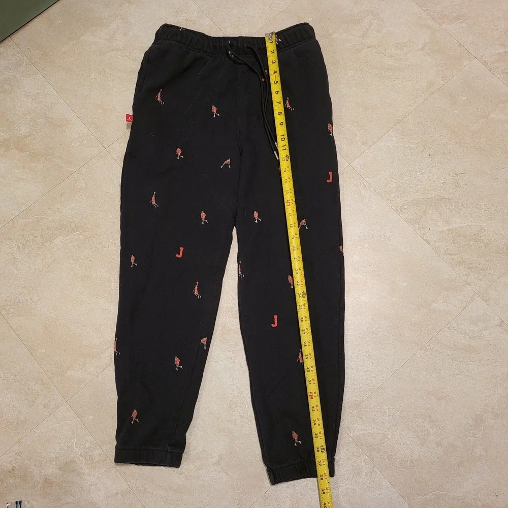 VTG Nike Air Jordan Mens M Medium All Over‎ Print Jumpman AOP Black Sweatpants